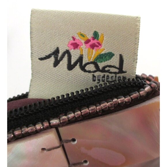 Horn  & Silk Wristlet Clutch Purse W Beaded Braided Strap Vintage Mod by Design - Picture 4 of 8